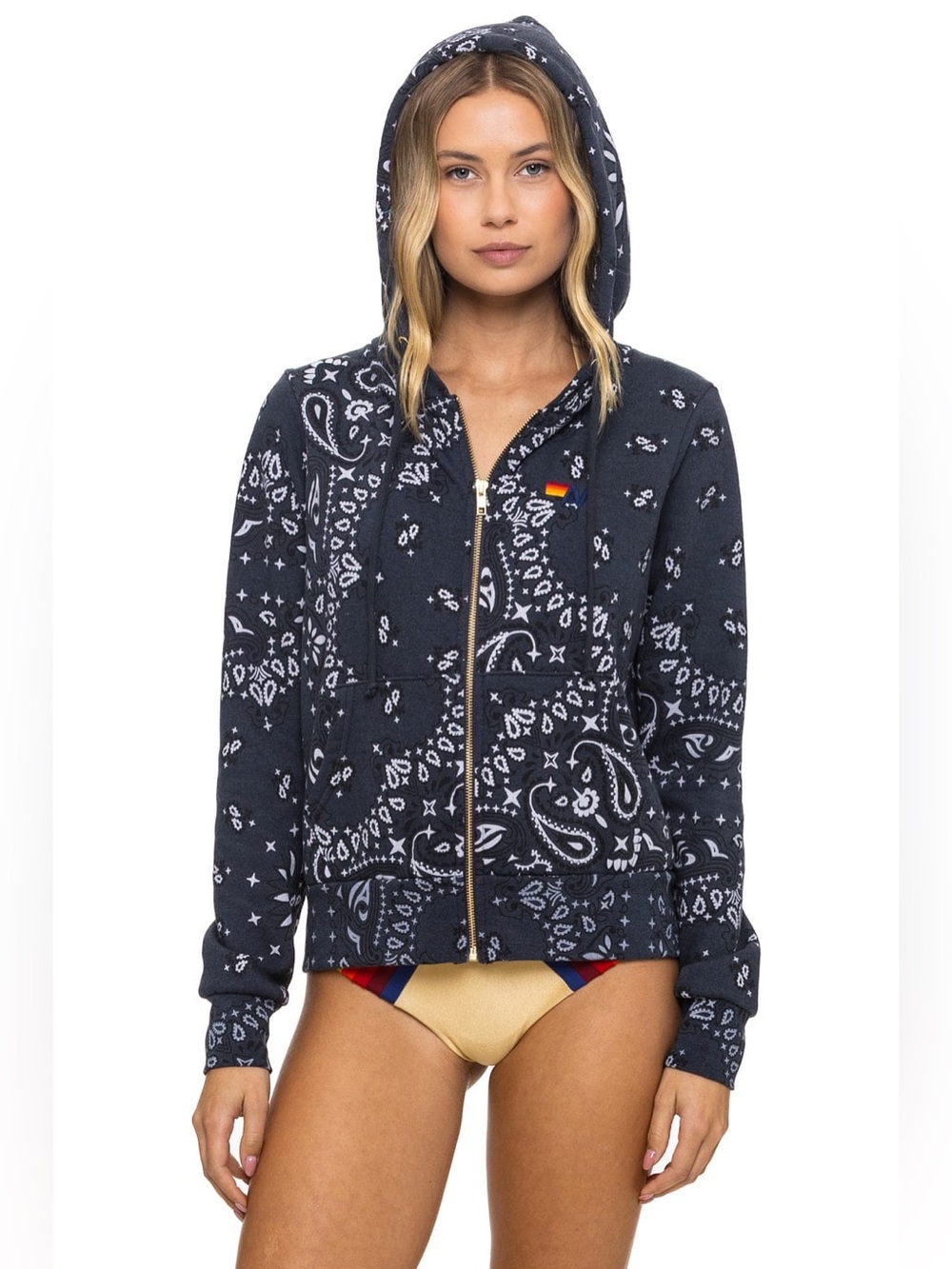 AVIATOR NATION BANDANA ZIP HOODIE- Charcoal- Med